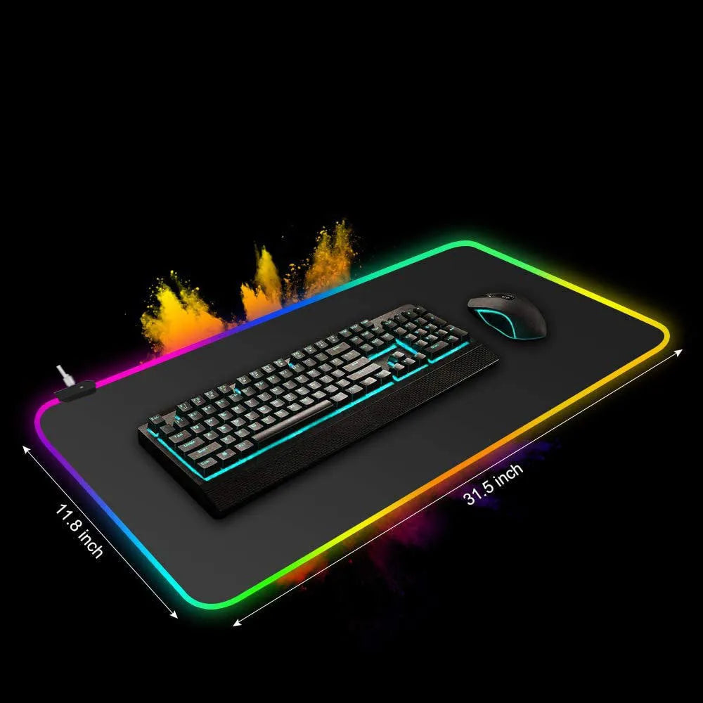 RGB illuminated starry sky pattern mouse pad with natural rubber non-slip base on desk
