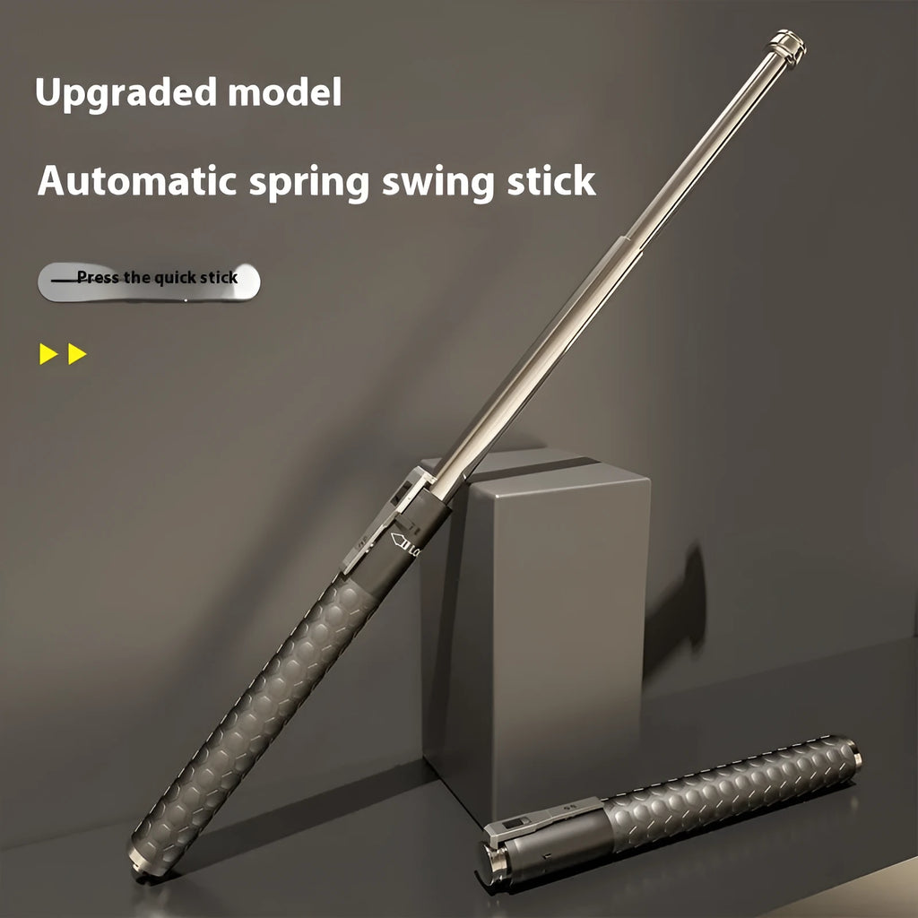 Titanium black automatic spring expandable baton in three sizes: 16-inch, 21-inch, and 26-inch