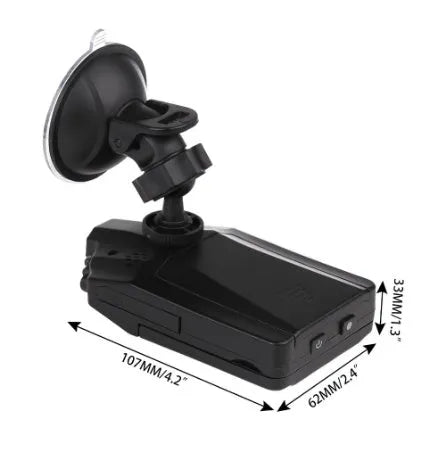 H198 HD six-light infrared car dash camera with 2.4-inch screen mounted on a windscreen.