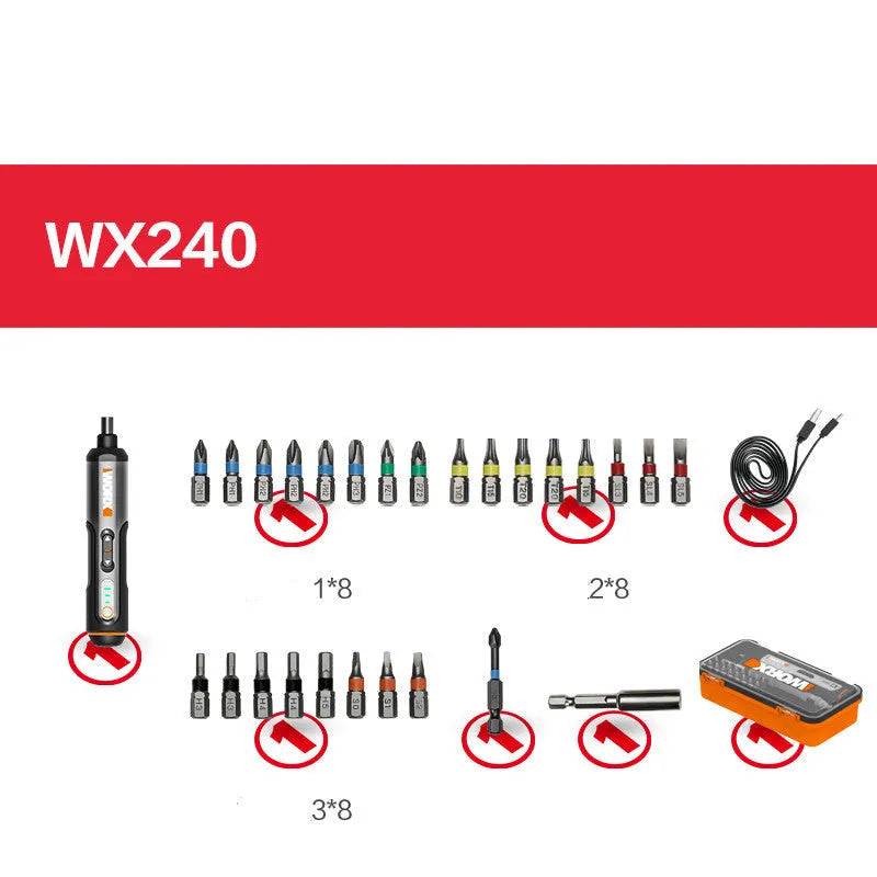 WORX WX240 3.6V cordless electric screwdriver in handheld design with variable speed trigger