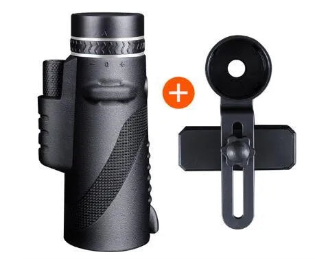 Black 40x60 monocular telescope with waterproof housing and FMC green film lens for outdoor observation.