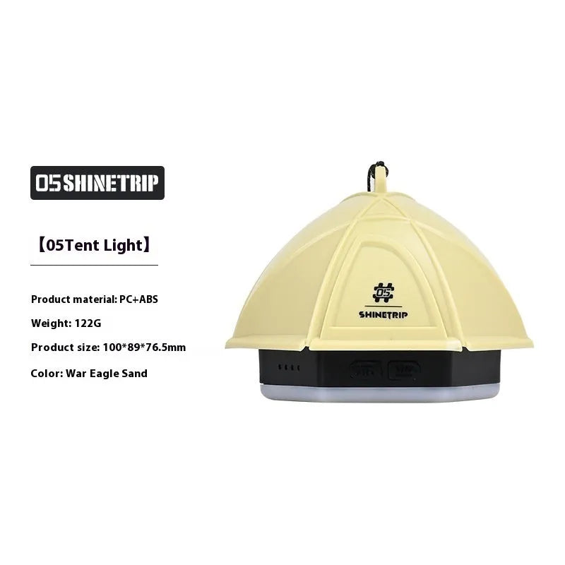 Camping lantern with analog brightness dial in dark green colour showing 10.5cm height
