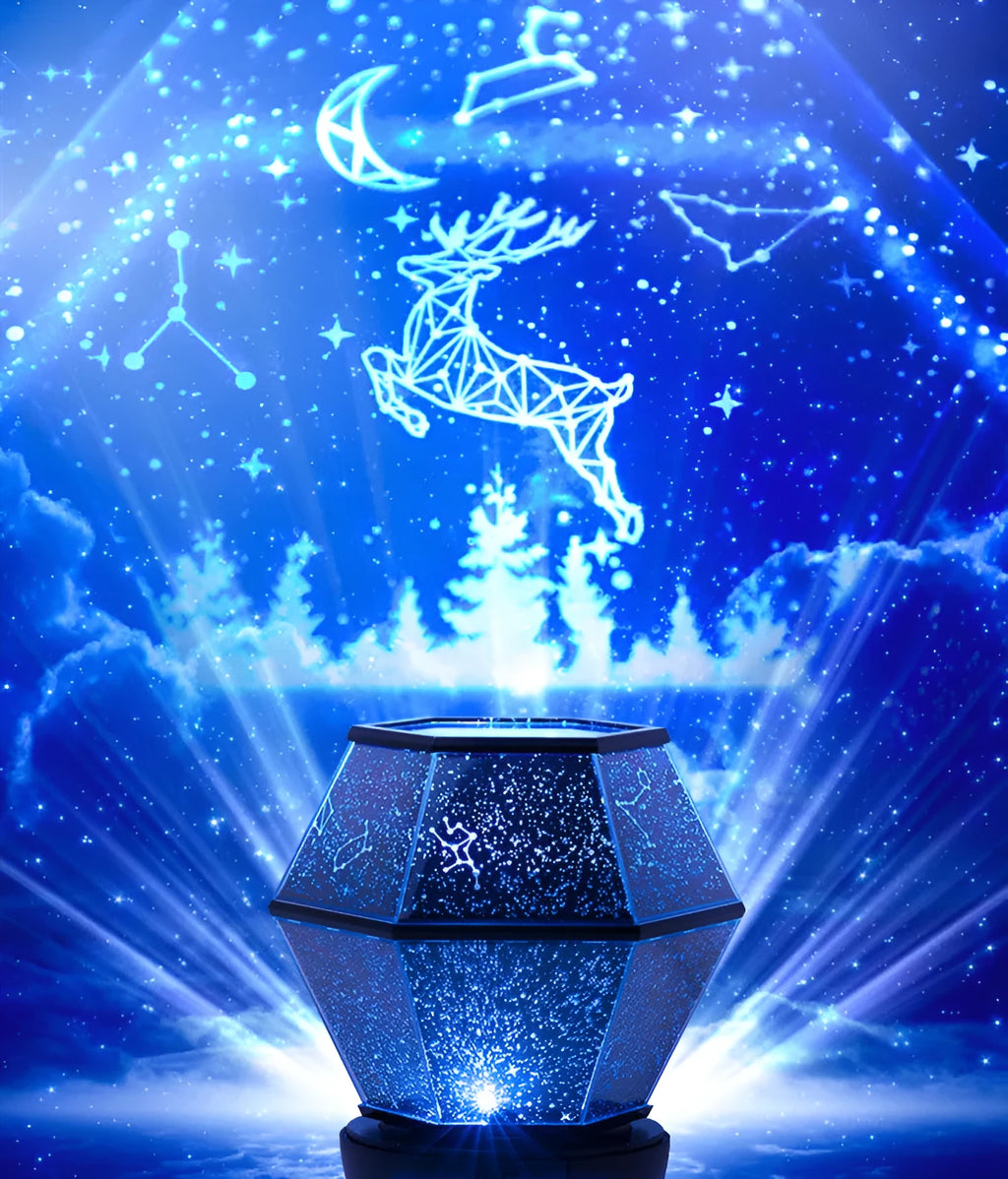 Children's rotating stars LED night light with three-colour dreamlike starlight effects for bedroom use