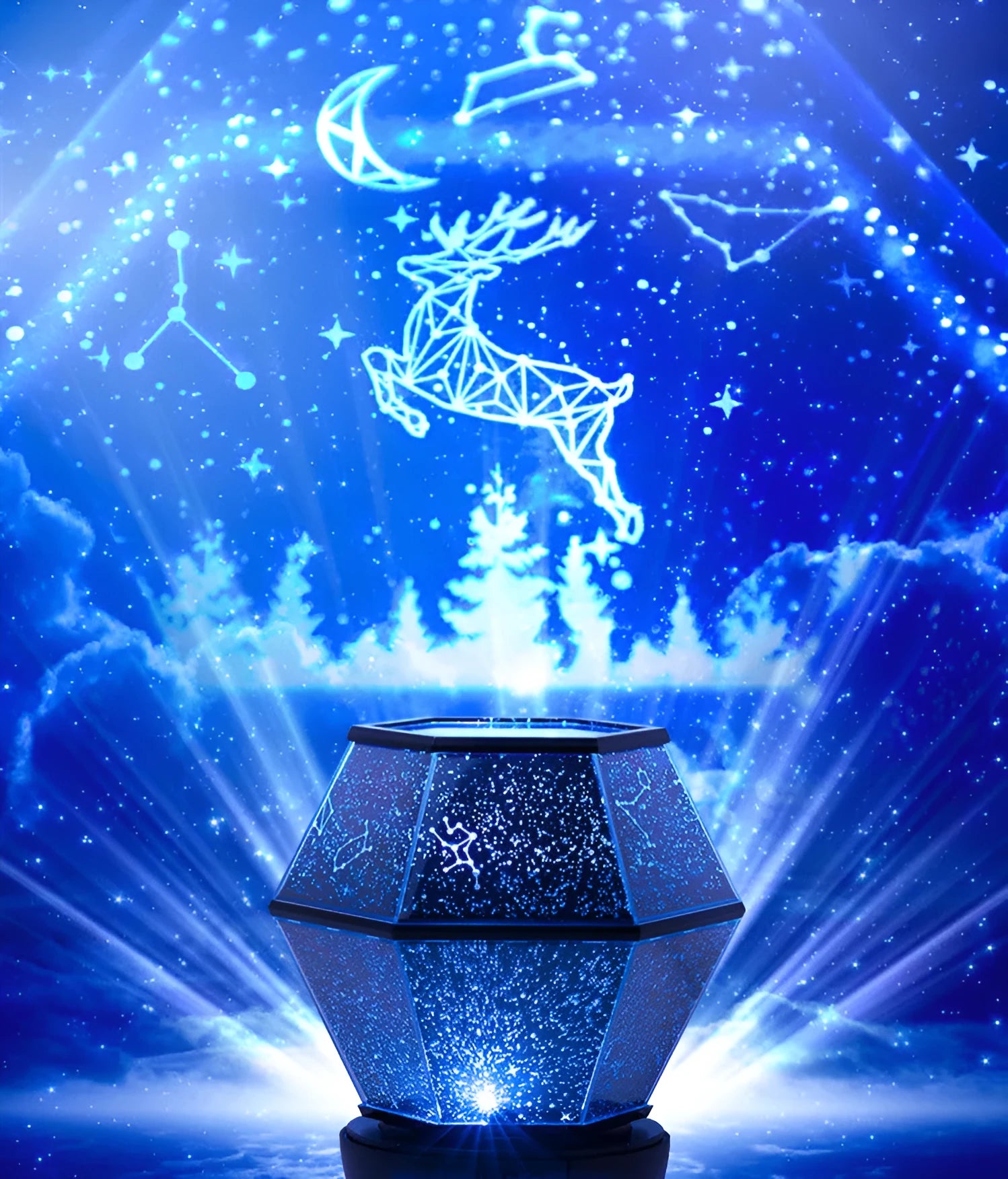 Children's rotating stars LED night light with three-colour dreamlike starlight effects for bedroom use
