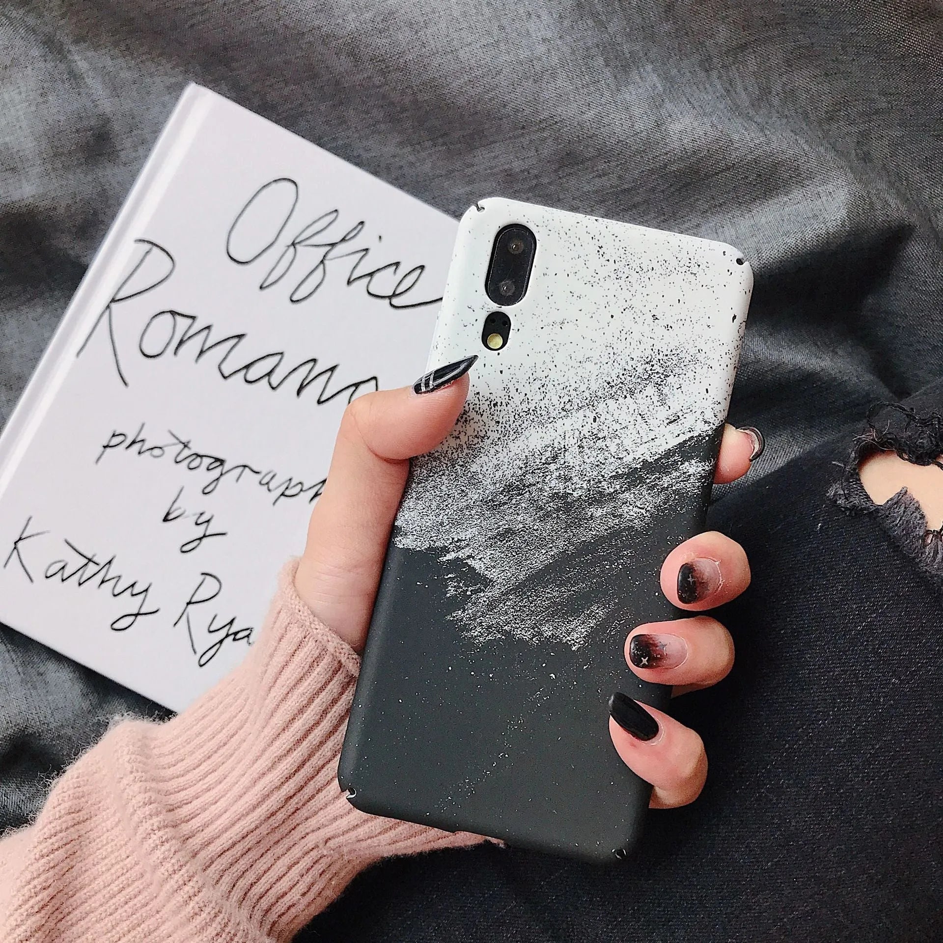 Painted solid black phone case for Honor and Huawei P20, Mate20, and P Smart models