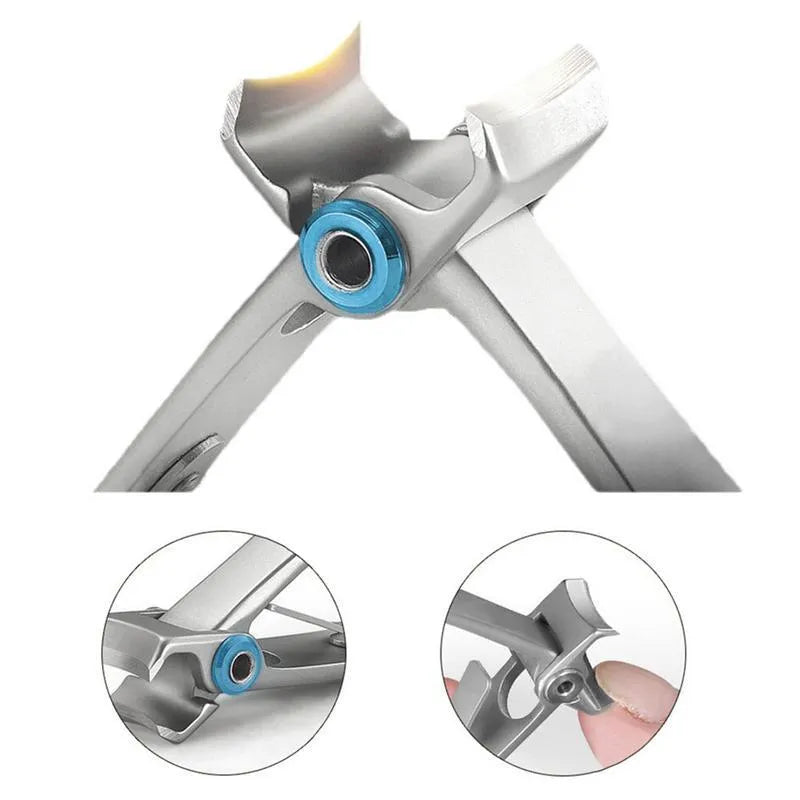 Stainless steel toenail clippers with 15mm jaw opening and ergonomic handle in silver colour