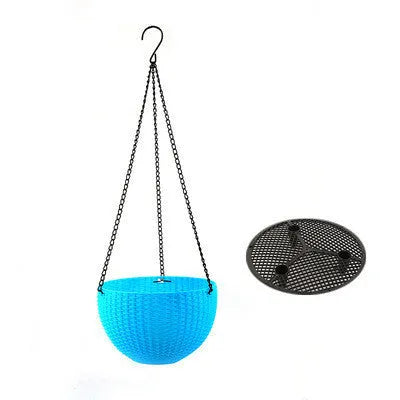 Plastic hanging plant basket with inner tank on 450mm chain