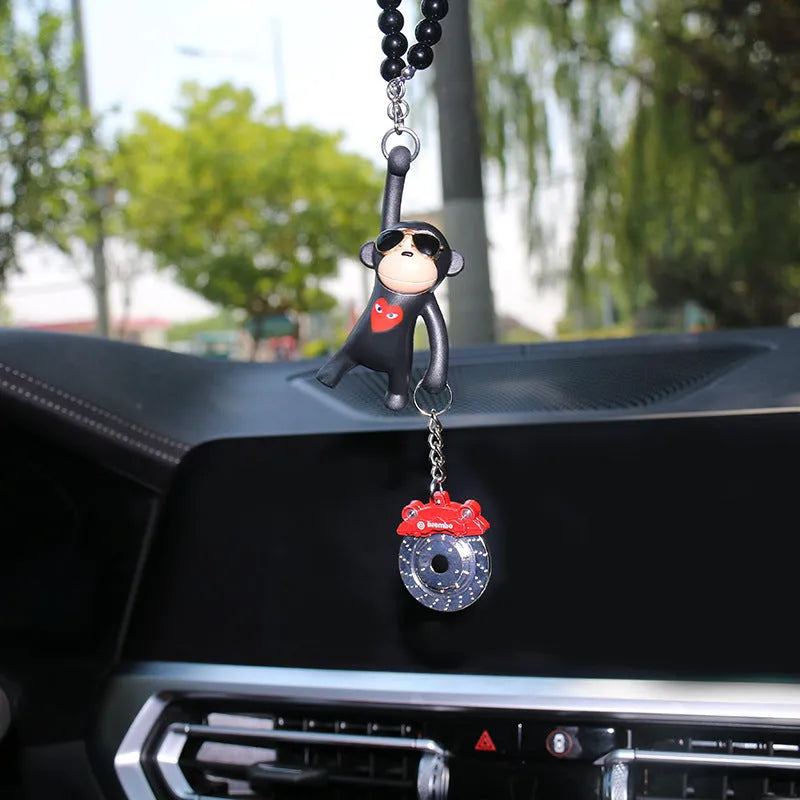 Hip-hop cartoon monkey pendant with sunglasses for rearview mirror decoration in plastic with colour options