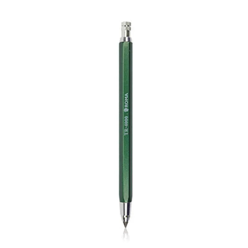 4.0mm mechanical drawing pencil with colour leads in yellow, orange, orange red, blue, green, and rose red