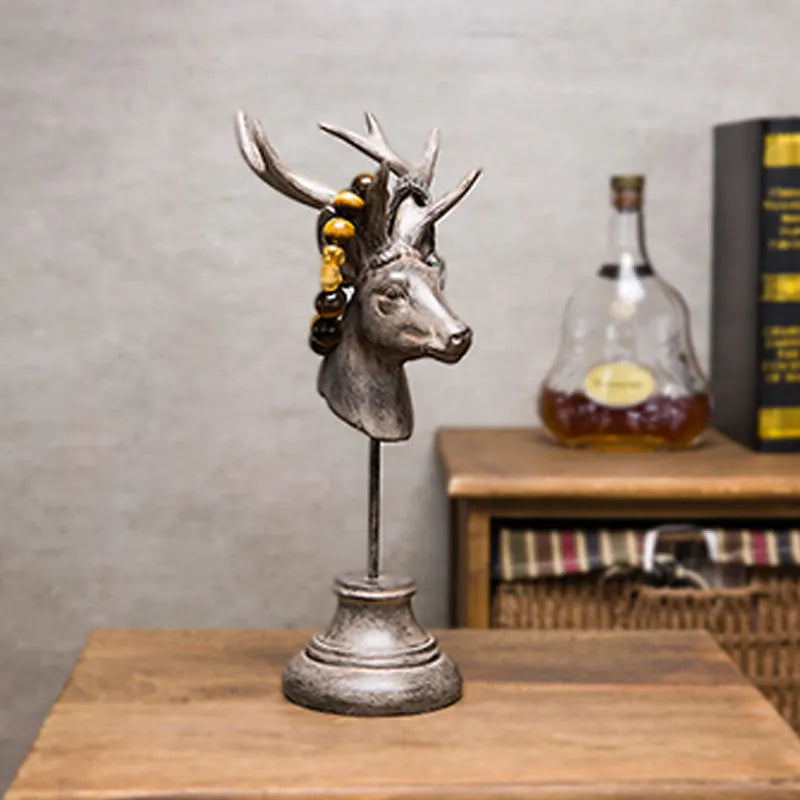Natural resin animal sculpture home decoration in black, white and wood colour options