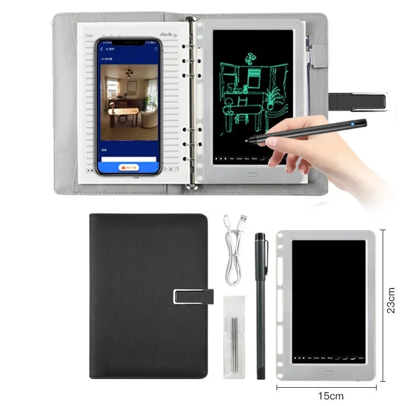 85-inch electronic writing pad with stitching appearance design, smart pen, and accessories