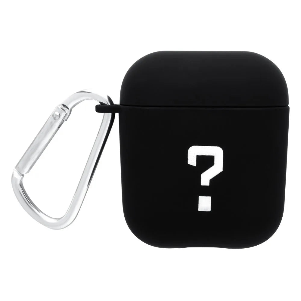 Black and pink polycarbonate AirPods case covers with decorative flower and smiley face back designs.