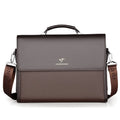 Men's horizontal PU leather waterproof briefcase in black, designed for business commute