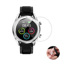Three transparent tempered glass screen protector films for Ticwatch2 smartwatch on a white background.