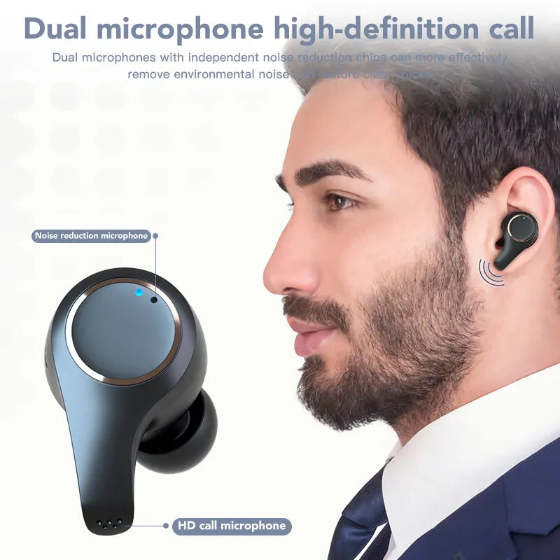 Black and white ANC active noise cancelling Bluetooth headphones with earplug design