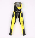 Yellow automatic 3-in-1 wire stripper crimper cutter tool for electrical work on 4-24 AWG wire