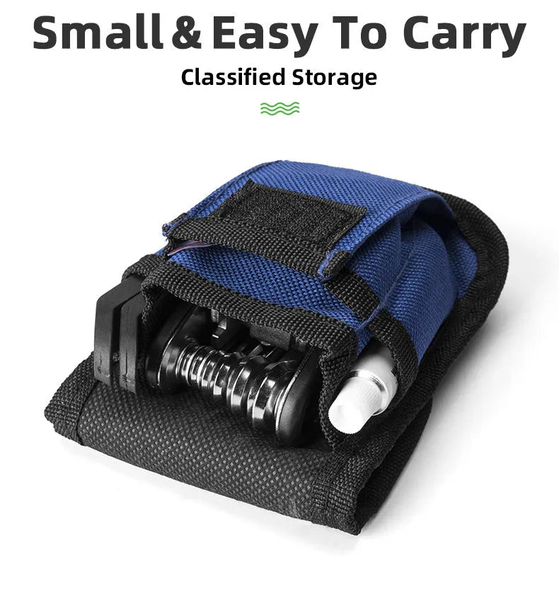 Bicycle tyre repair kit in Portable style placed on upper frame tube of a bicycle