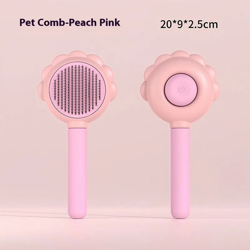 2 in 1 self cleaning dog brush comb with spray in green, plastic and stainless steel, 20x9x2.5 cm