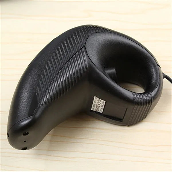 Black wireless trackball mouse with six buttons and USB receiver for laptop use