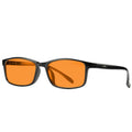 Orange anti-blue light UV protection glasses in full rim frame with four colour options