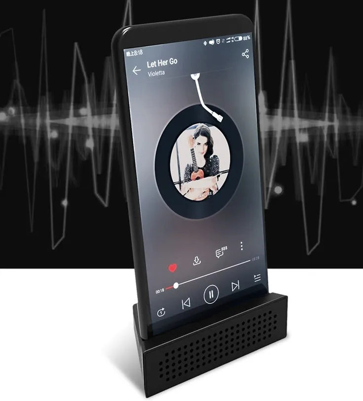Mini mobile phone amplifier bracket for iPhone desktop sound enhancement in black, blue, pink or white