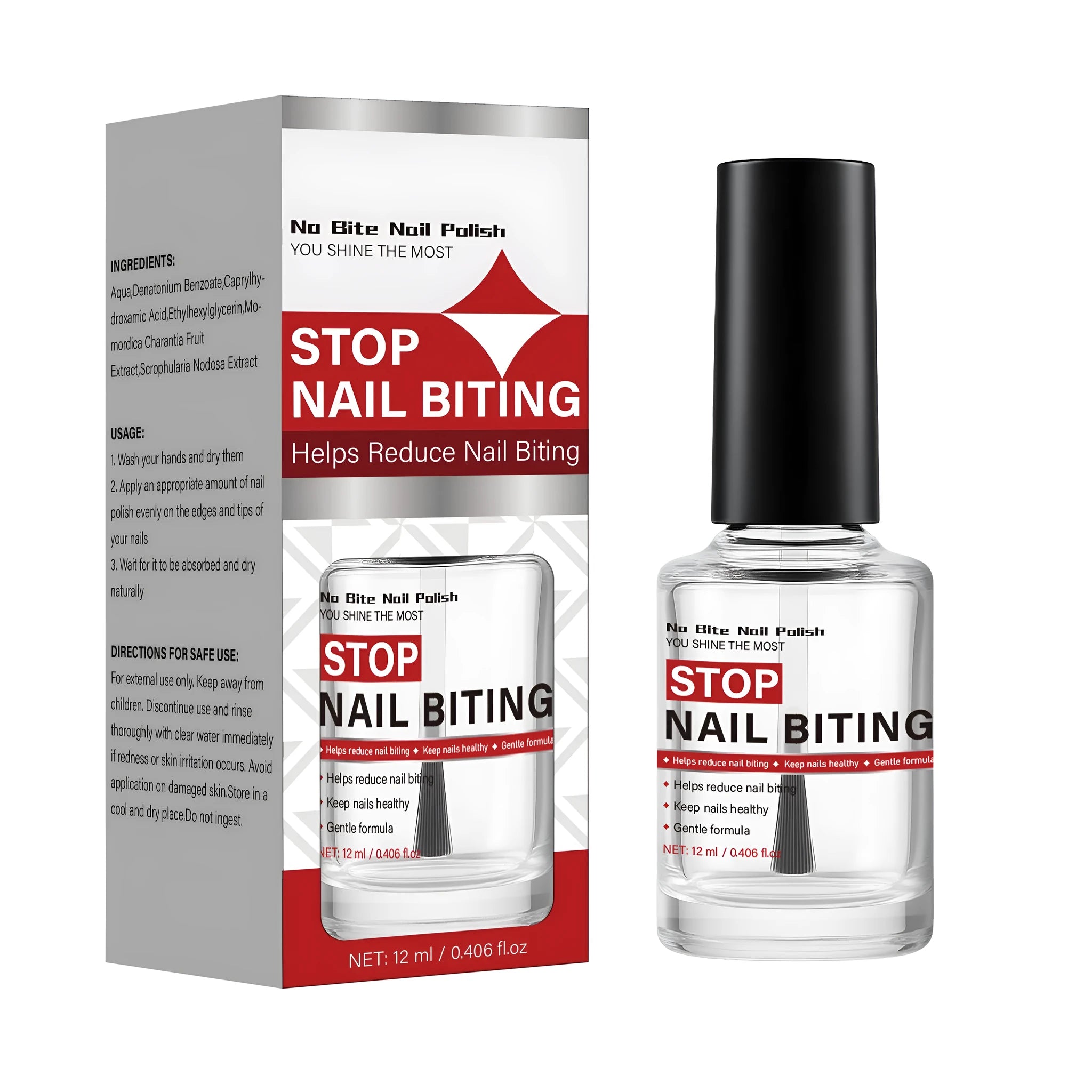 12ml Stop Nail Biting Liquid bottle with clear bitter nail polish formula