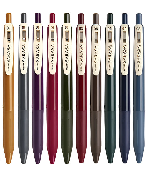 0.5mm bullet press water pen in retro colour options with refillable gel ink cartridge