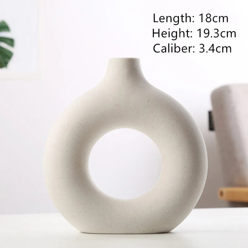Frosted particle porcelain biscuit vase in neutral colour for floral arrangements