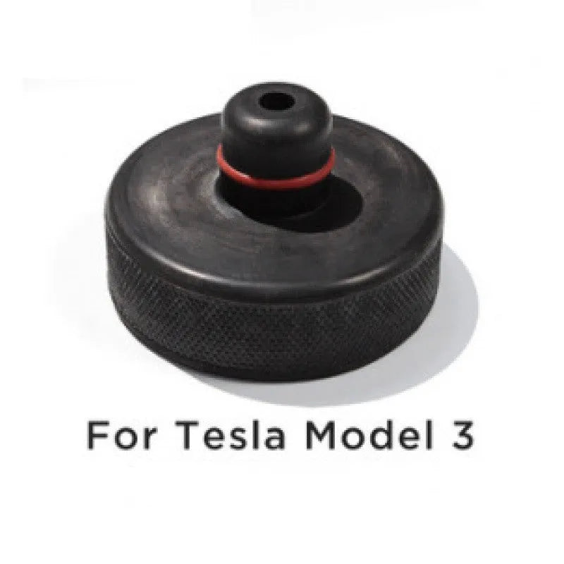 Tesla Model 3 jack rubber pad in space aluminium and PVC with rubber ring pattern for chassis protection
