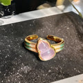 Adjustable copper ring with New Chinese style gourd, flower, and bow design in a vintage oil drip pattern.