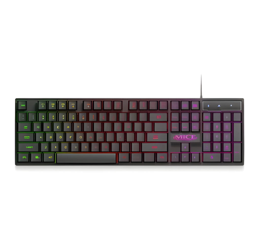 Black USB wired luminous gaming keyboard with frosted keycaps and a braided cable.