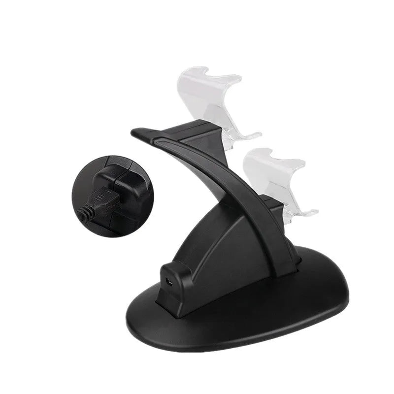 Black Xbox One dual controller charging stand showing two controller charging slots and USB cable connection