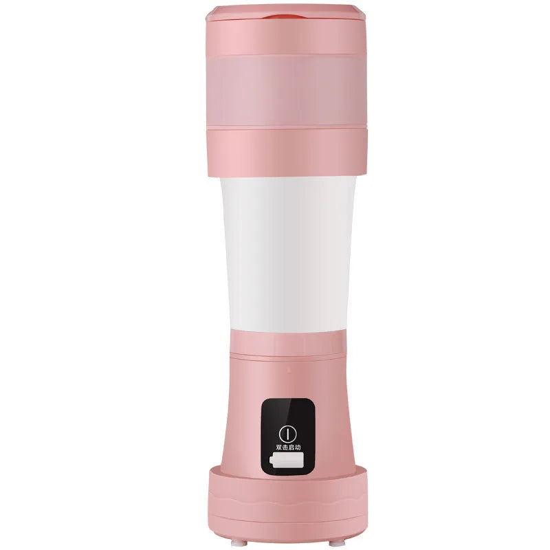 Blue portable USB blender with 450ml cup and folding design for travel smoothies