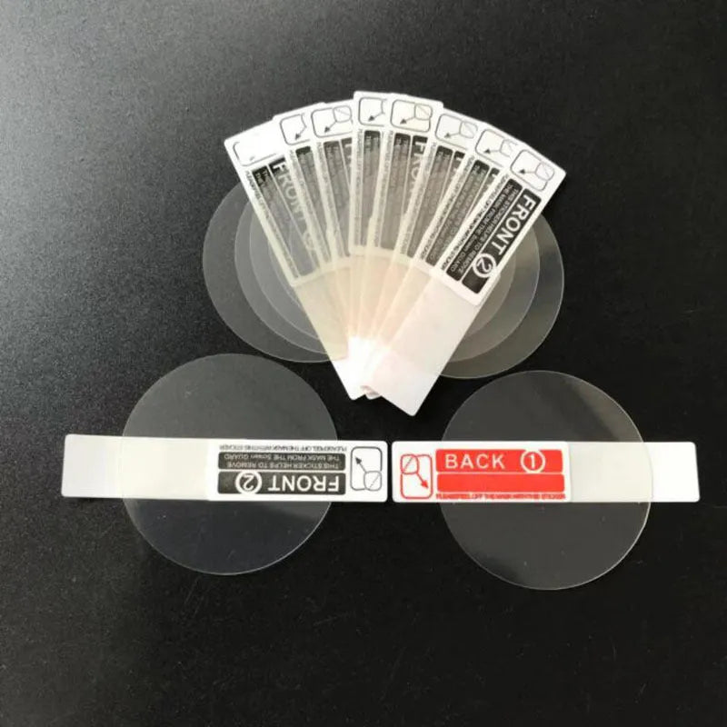 Three transparent tempered glass screen protector films for Ticwatch2 smartwatch on a white background.