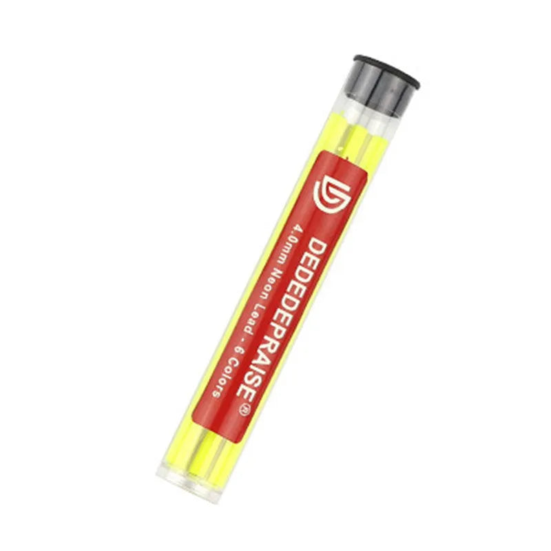 4.0mm mechanical drawing pencil with colour leads in yellow, orange, orange red, blue, green, and rose red