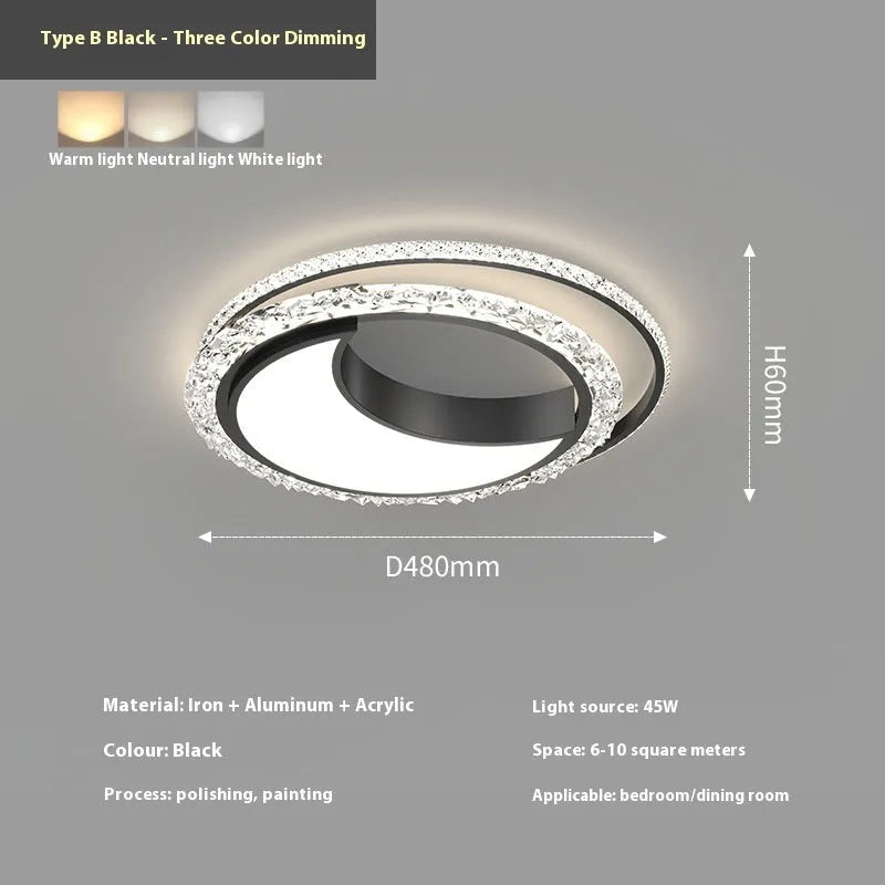 Modern Nordic style ceiling light with iron construction in black, gold or white finish