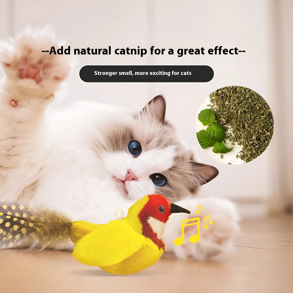 Bird simulation cat plush toy in blue kingfisher colour from 2024 summer collection