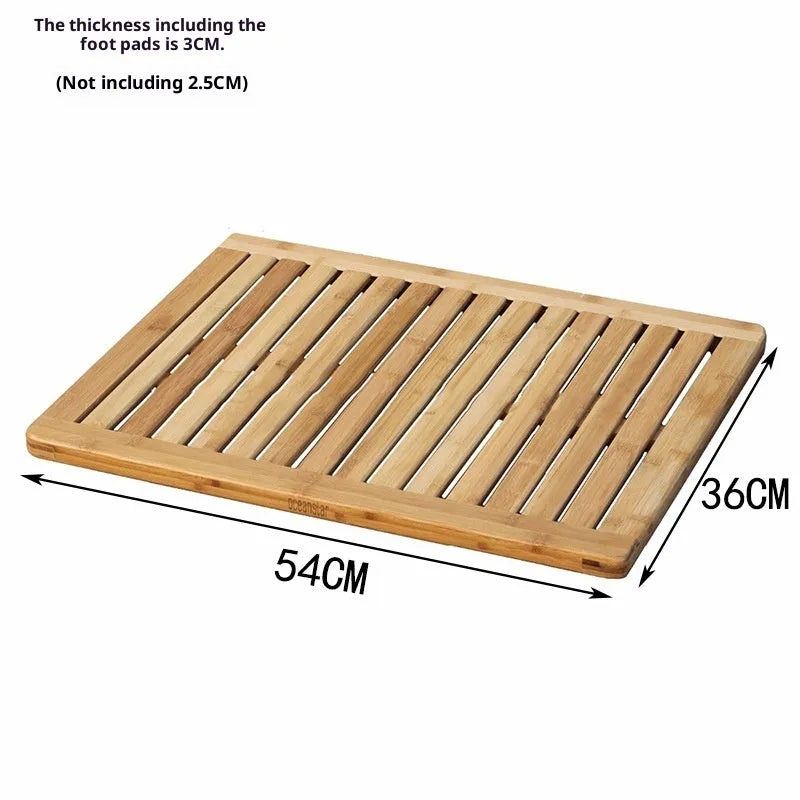 Bamboo home bathroom height increasing foot pad pedal non-slip rectangular mat 54x36x4cm solid colour