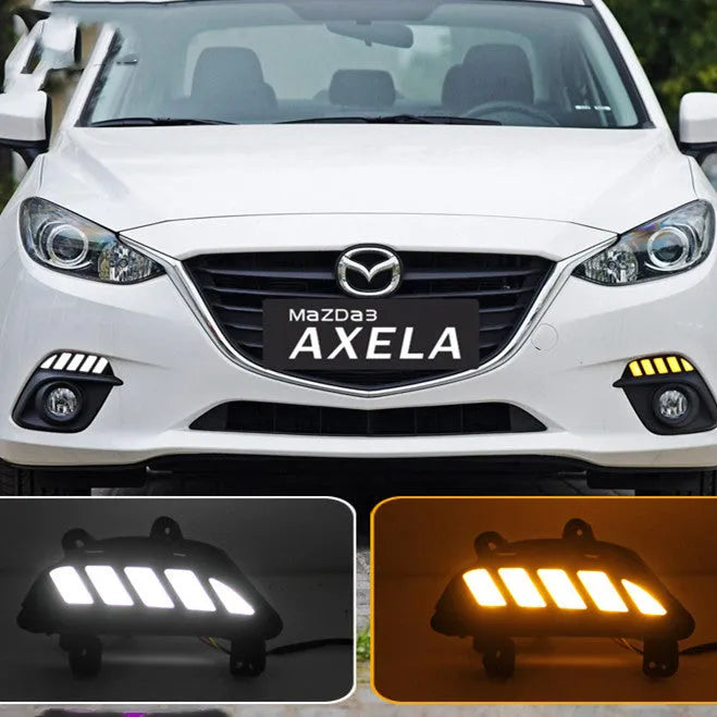 KUST LED daytime running light for 2014-2016 Mazda Enclave, driving white light with yellow turn signal streamer