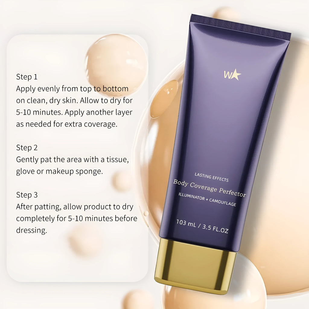Waterproof body tattoo concealer cream 103ml with brush in seven radiance colour options
