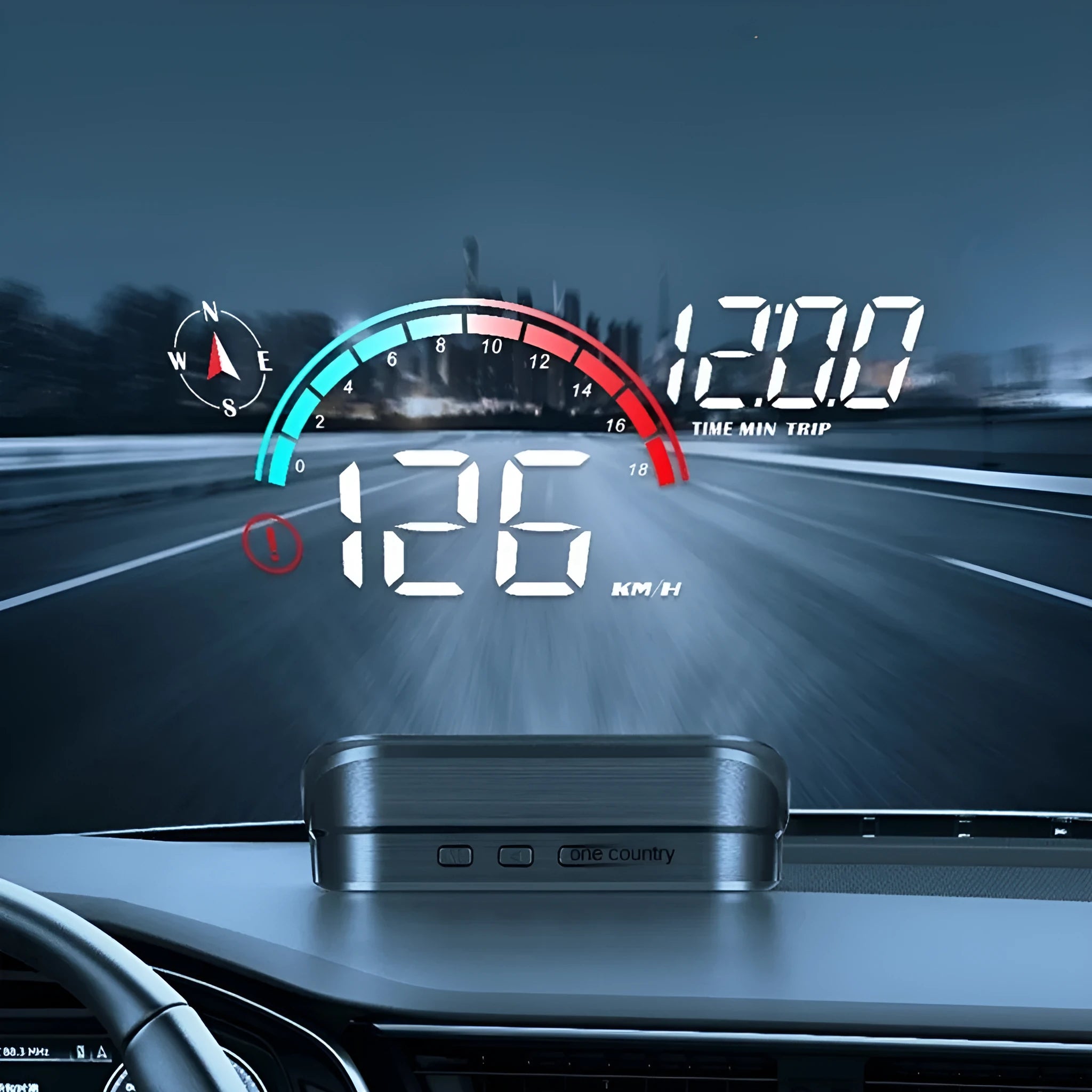 Black universal car head-up display projector with GPS and compass functions