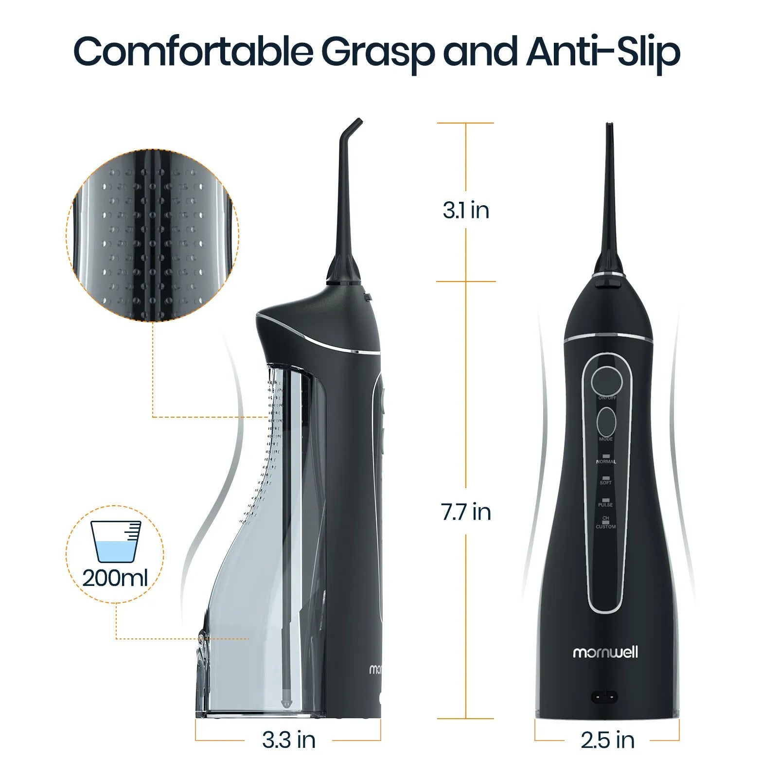 Black ProOral Mornwell portable oral irrigator or electric water flosser for adult dental care.
