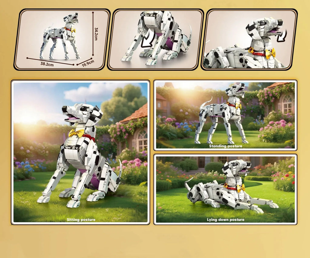 Animal spotted dog children educational building blocks toy with small plastic bricks Dalmatian colour option 7075