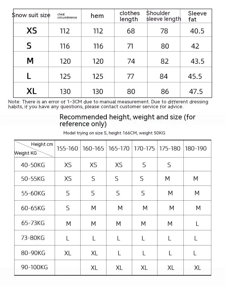 Thin double-plate ski suit for men and women in black, grey, yellow, or liner colours