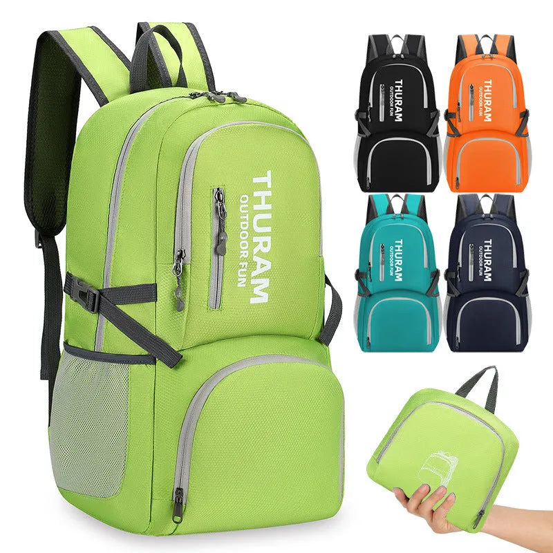 Outdoor portable folding shoulder travel bag in multiple colours with 20-35L capacity