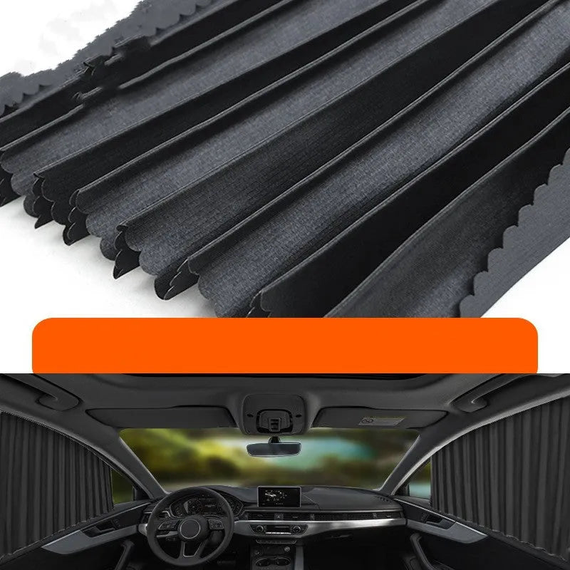 Auto retractable roller shutter car sun curtain in black, gold, or silver for window sun protection