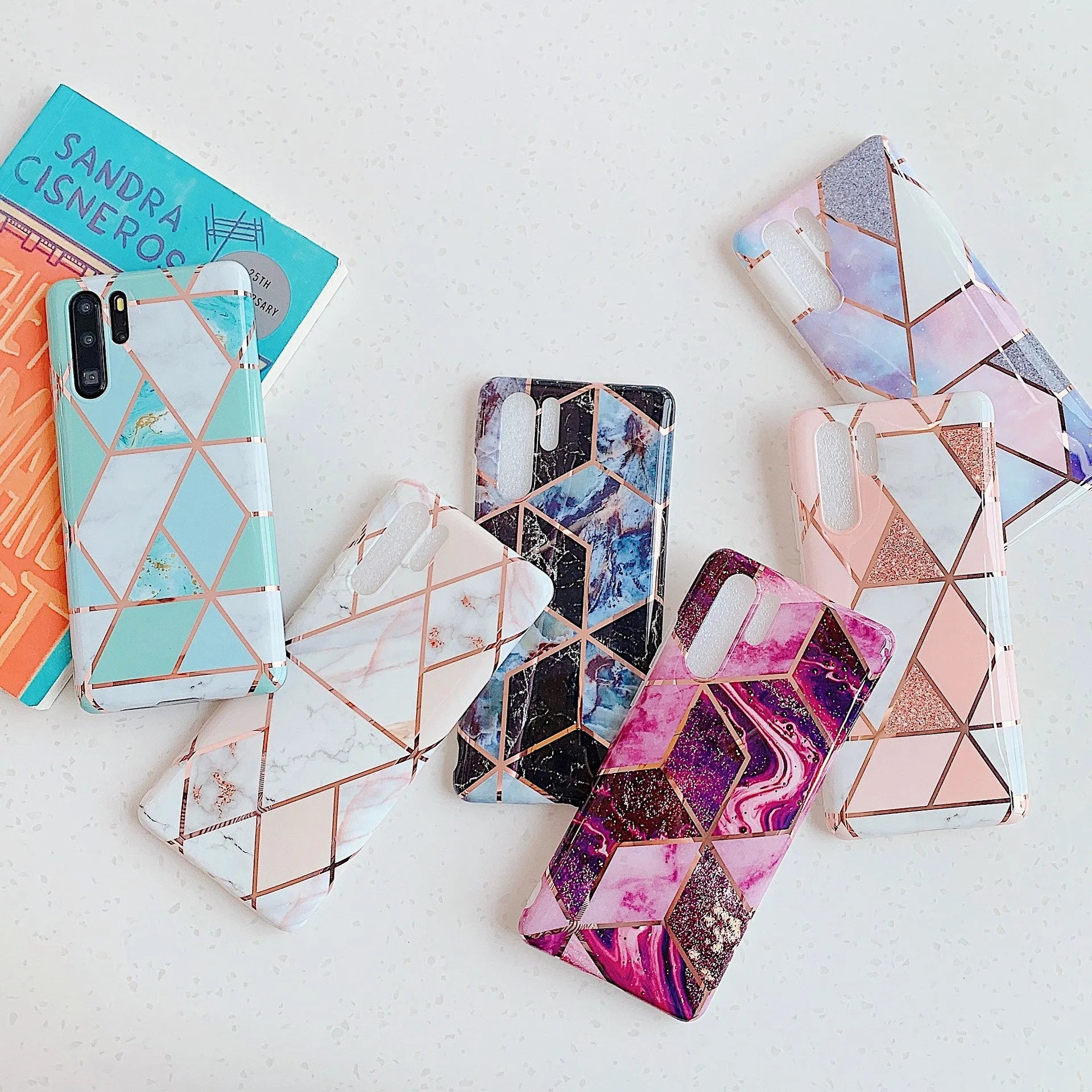 Electroplated marble mobile phone case in multiple colours for Huawei and Samsung smartphones