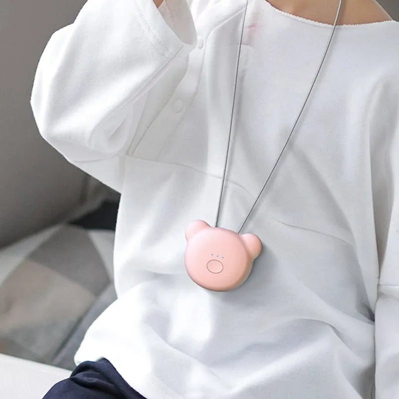 USB mini portable air purifier necklace in multiple colours with charging cable