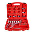 Brass and plastic fuel injection flow meter tool for testing engine injectors
