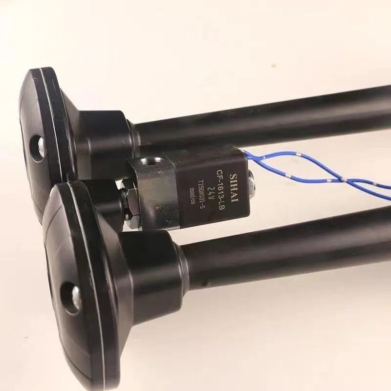 Black 300DB dual trumpet air horn compressor kit for 12V and 24V vehicles.